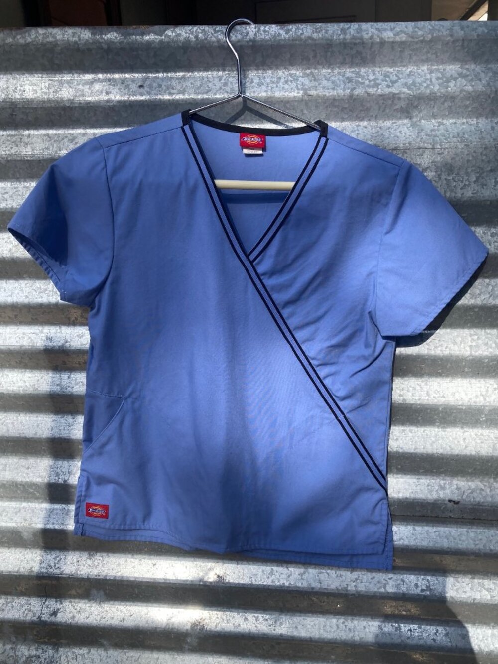 Dickies Women's Medical Mock Wrap Scrub Top Ciel Blue XS